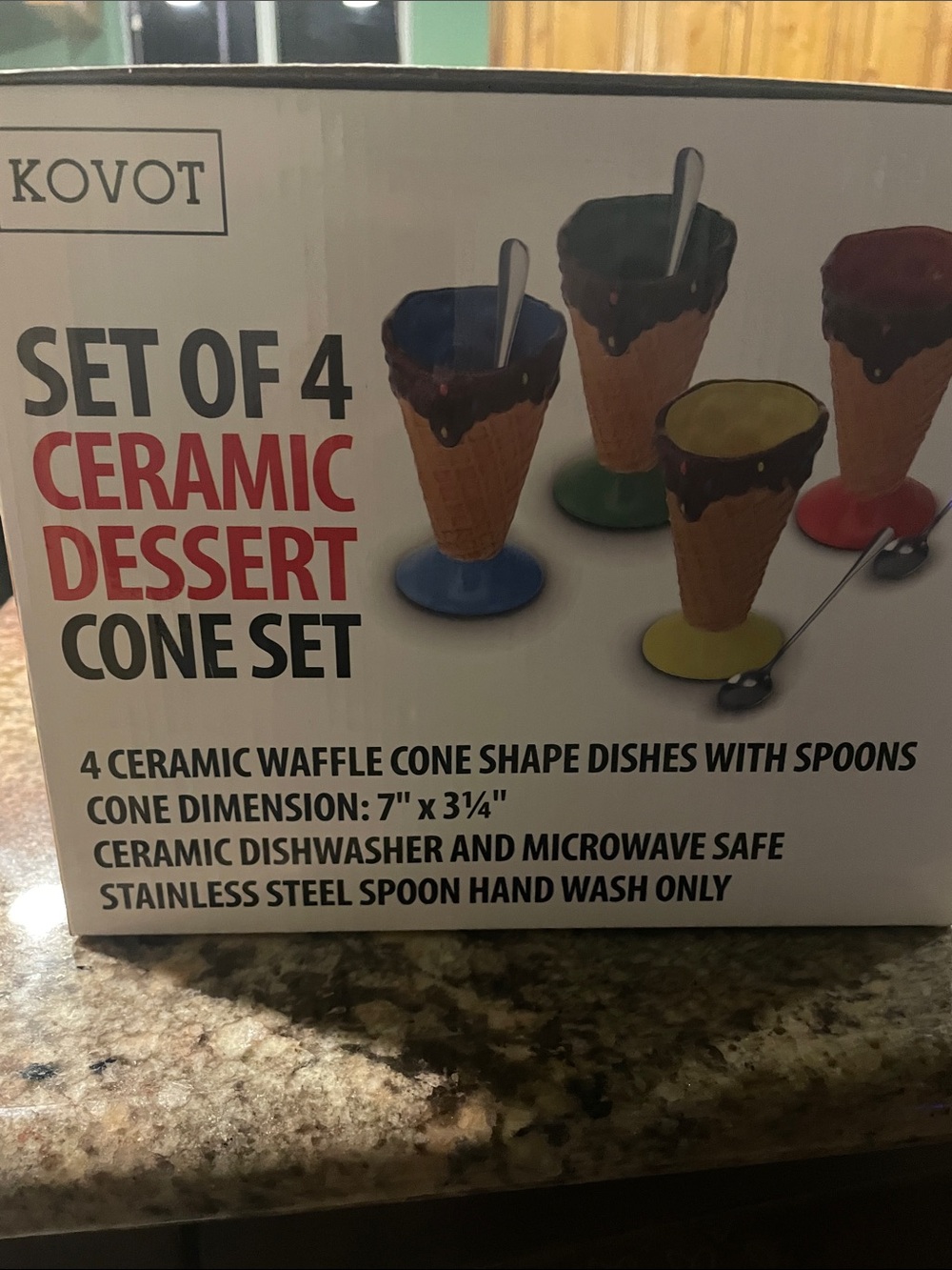 OVO Ceramic Dessert Cone Set - Blue, Green, Yellow, Red